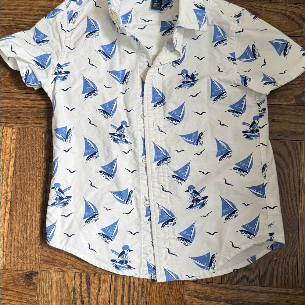 Polo Ralph Lauren Boys Blue Sailboat Print Kids Shirt size 6